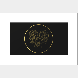 Gemini Zodiac Art Gold Posters and Art